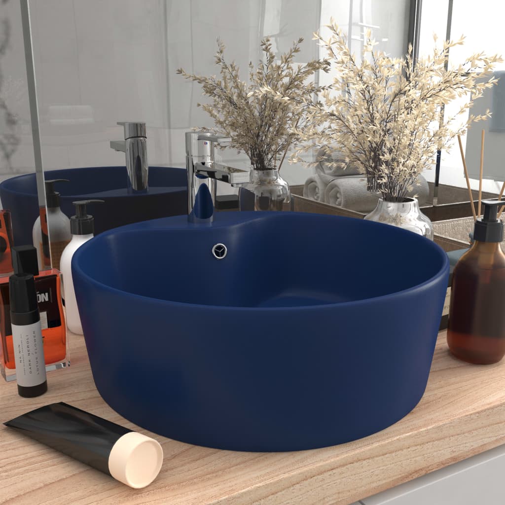 Luxury washbasin, matt blue, 36x13cm, ceramic