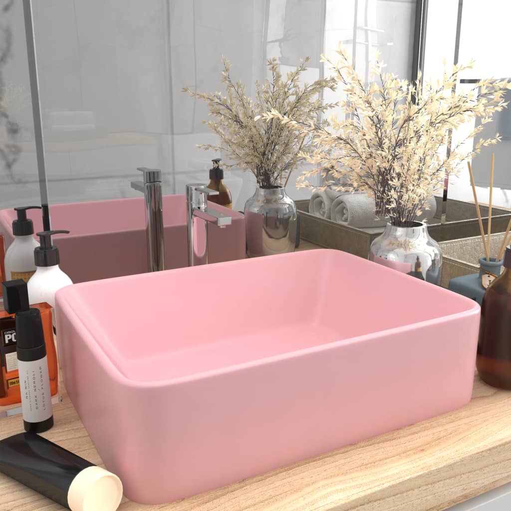 Luxury washbasin, matt pink, 41x30x12cm, ceramic