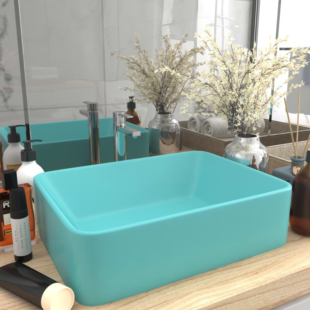 Luxury washbasin, matt green, 41x30x12cm, ceramic