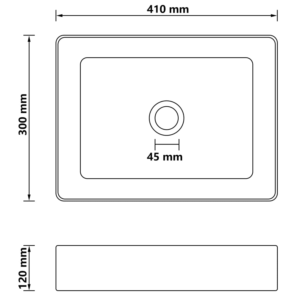 Luxury washbasin, matte grey, 41x30x12cm, ceramic