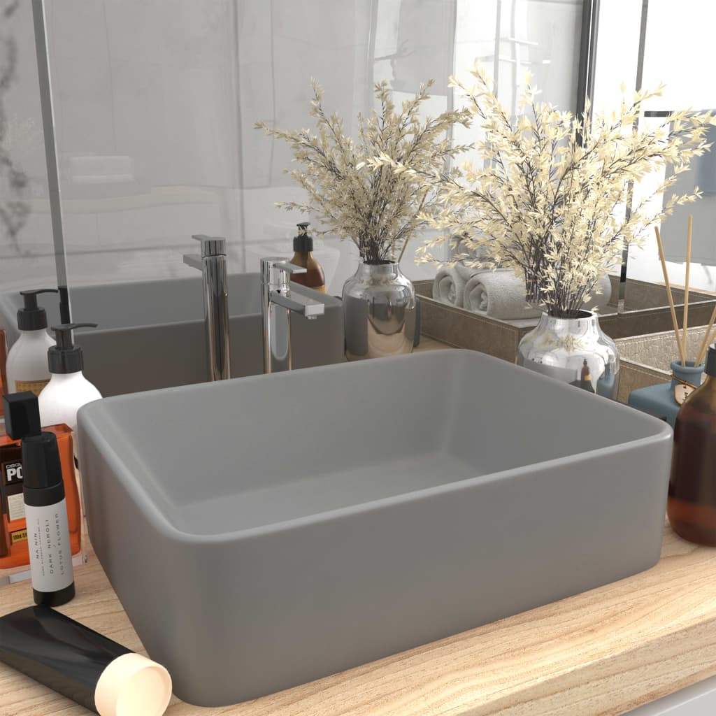 Luxury washbasin, matte grey, 41x30x12cm, ceramic