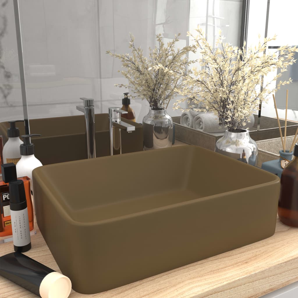 Luxury washbasin, matt cream, 41x30x12cm, ceramic