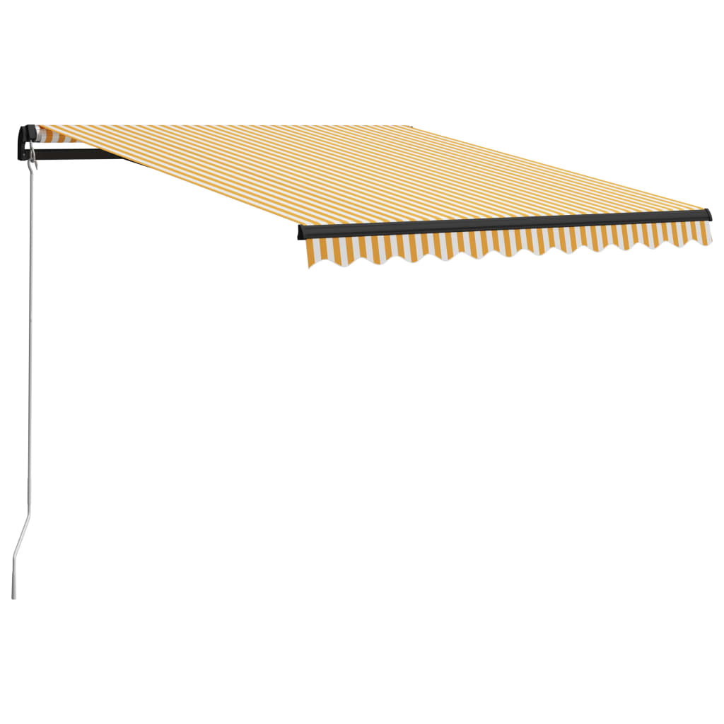 Manually retractable awning, yellow and white, 300x250cm