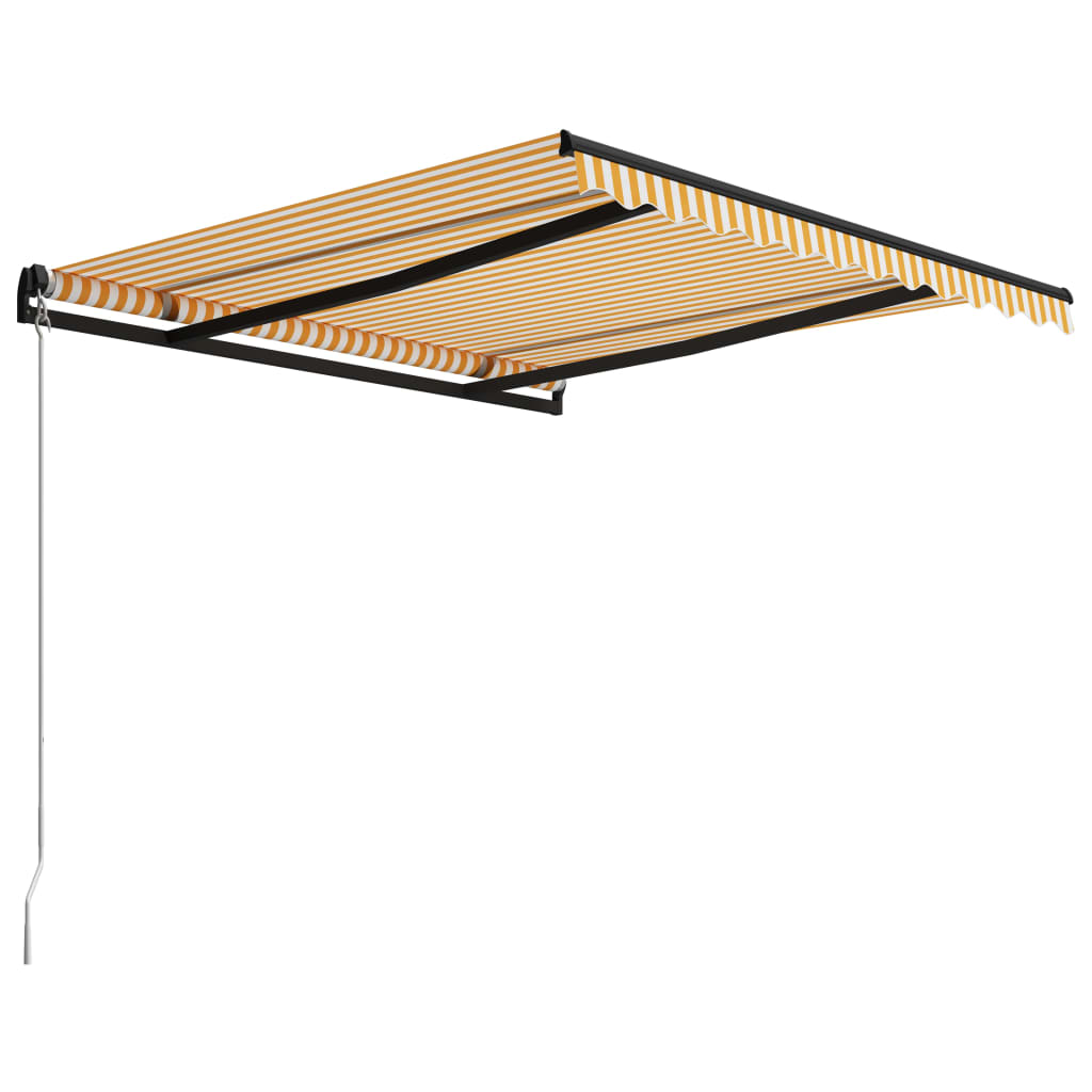Manually retractable awning, yellow and white, 300x250cm