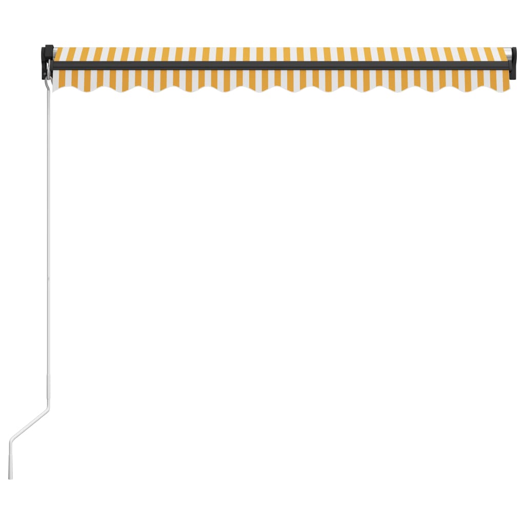 Manually retractable awning, yellow and white, 300x250cm