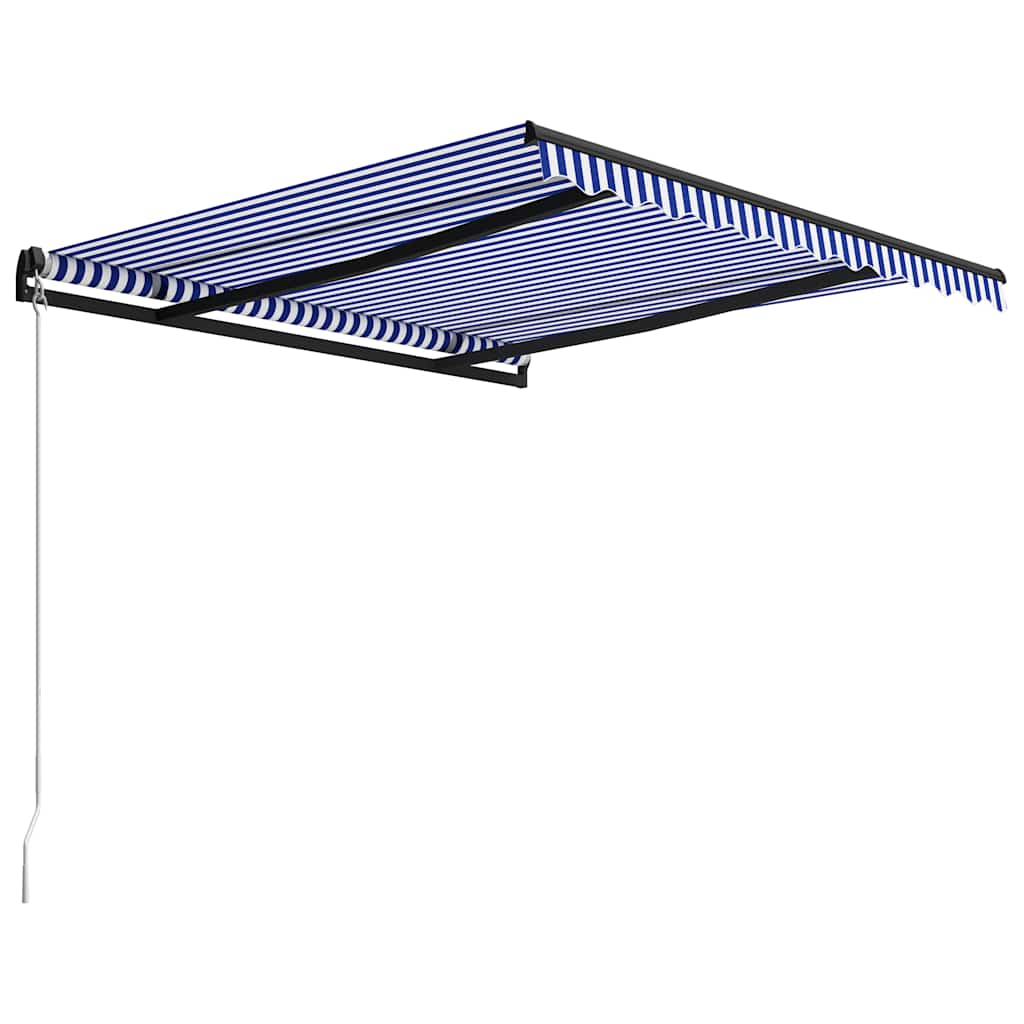 Manual Retractable Awning, blue and white, 350x250cm