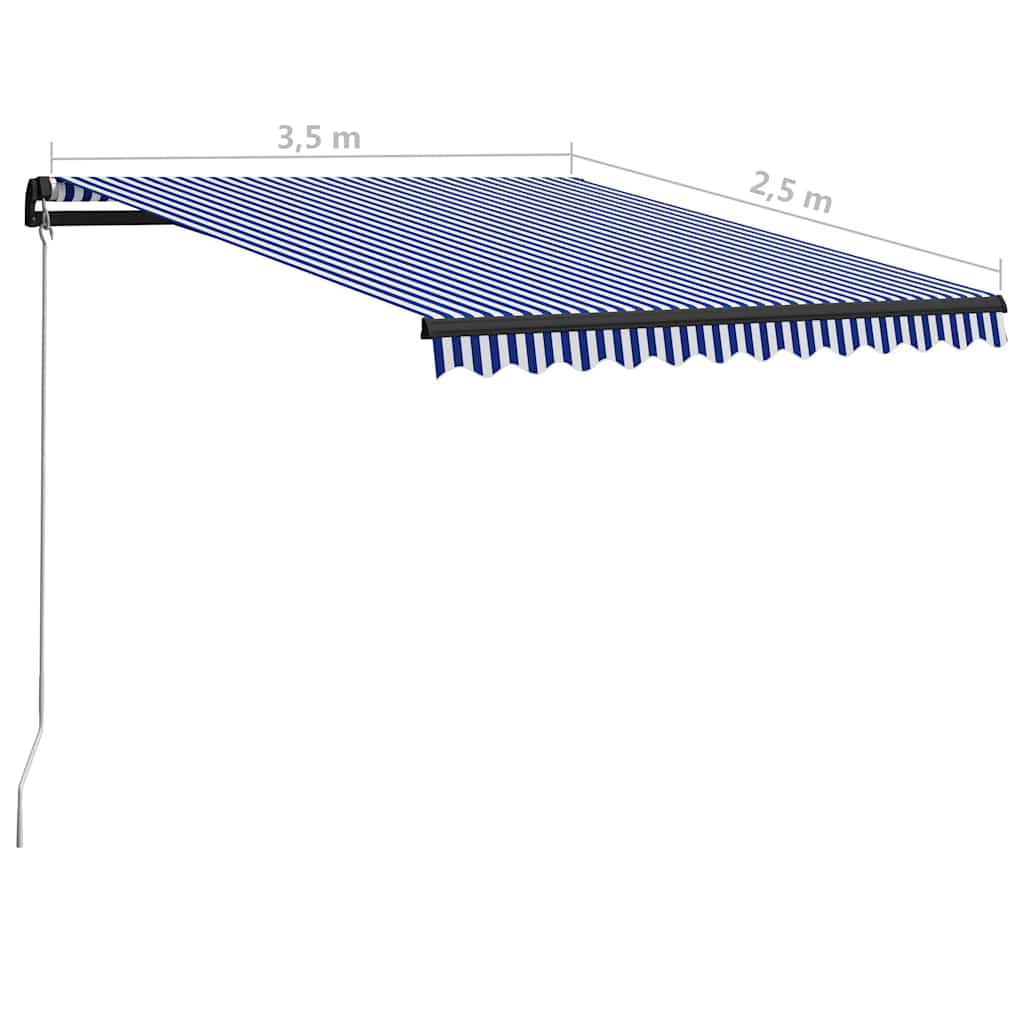 Manual Retractable Awning, blue and white, 350x250cm