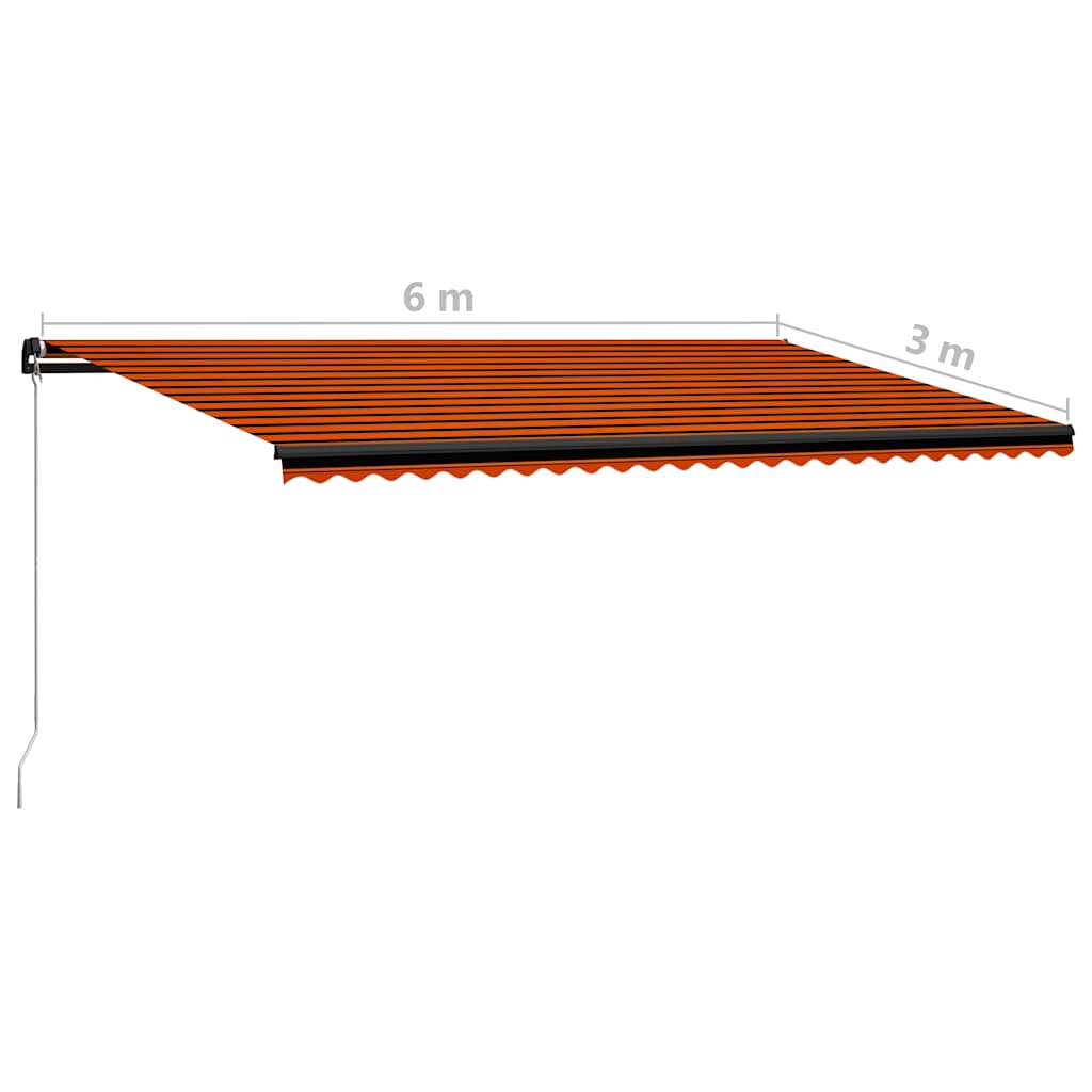Mechaninė markizė su saulės energija maitinamais LED 6 x 3 m