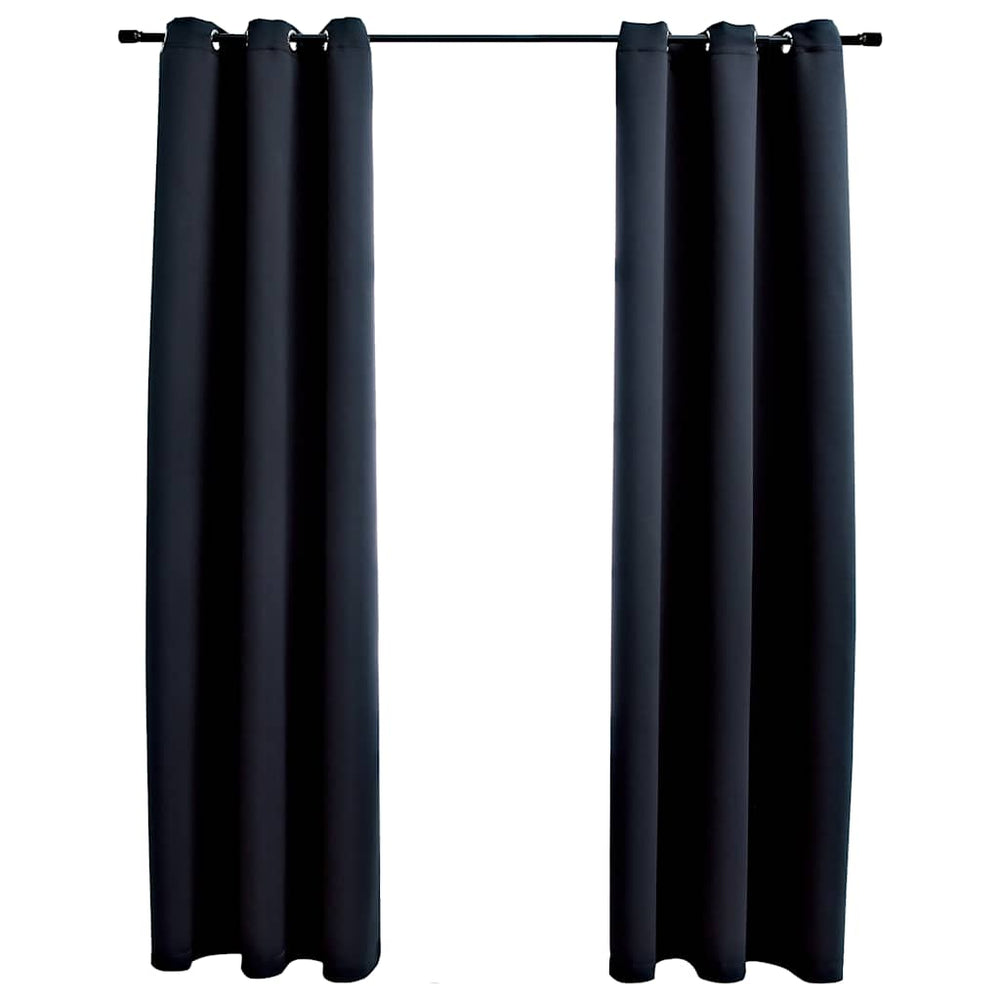 Neperšlampamos užuolaidos su žiedais, 2 vnt., juodos, 97x213 cm, audinys