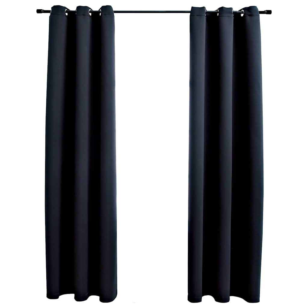 Neperšlampamos užuolaidos su žiedais, 2 vnt., juodos, 97x213 cm, audinys