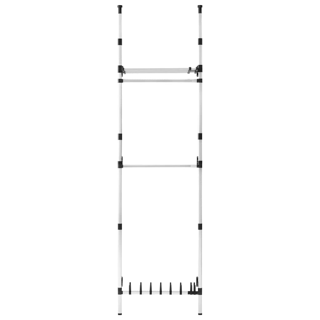 Wardrobe system with rods and shelf, aluminum