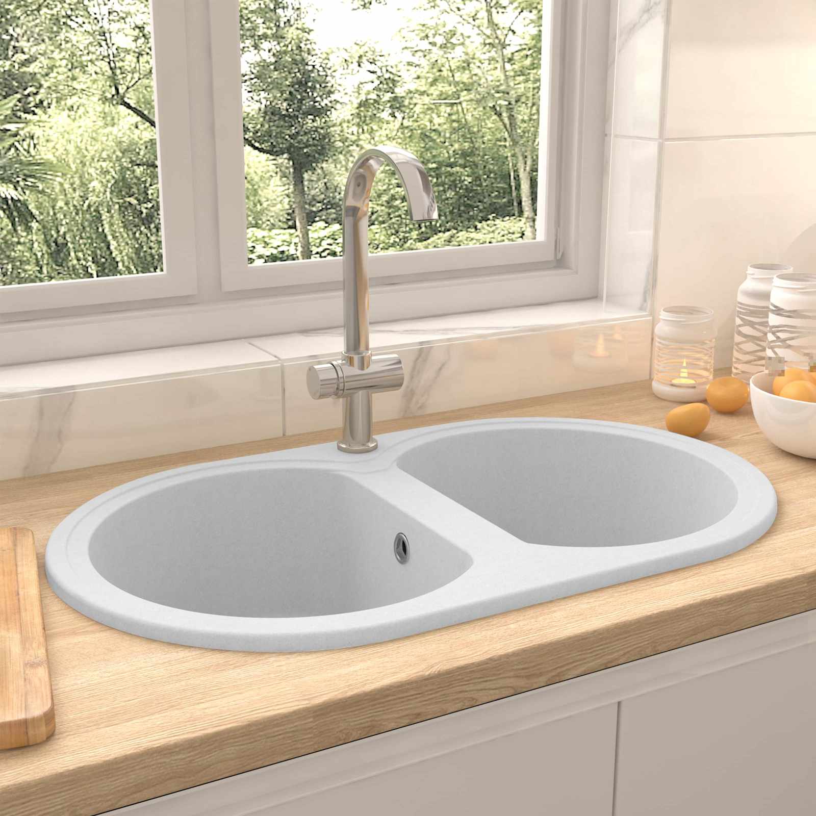 Virtuvės kriauklė Balta 78 x 47 x 20.5 cm Granitas