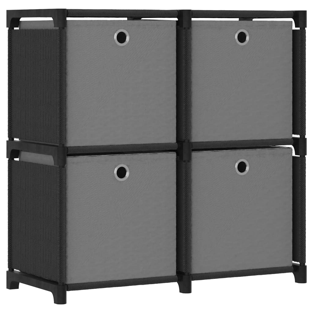 Plaukts ar 4 kastēm, melns, 69x30x72,5cm, audums