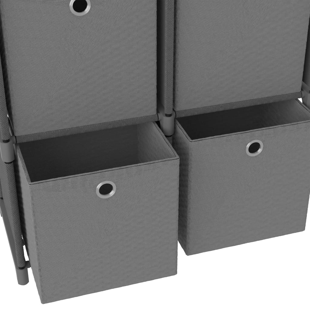 Shelf with 5 boxes, gray, 103x30x72.5cm, fabric