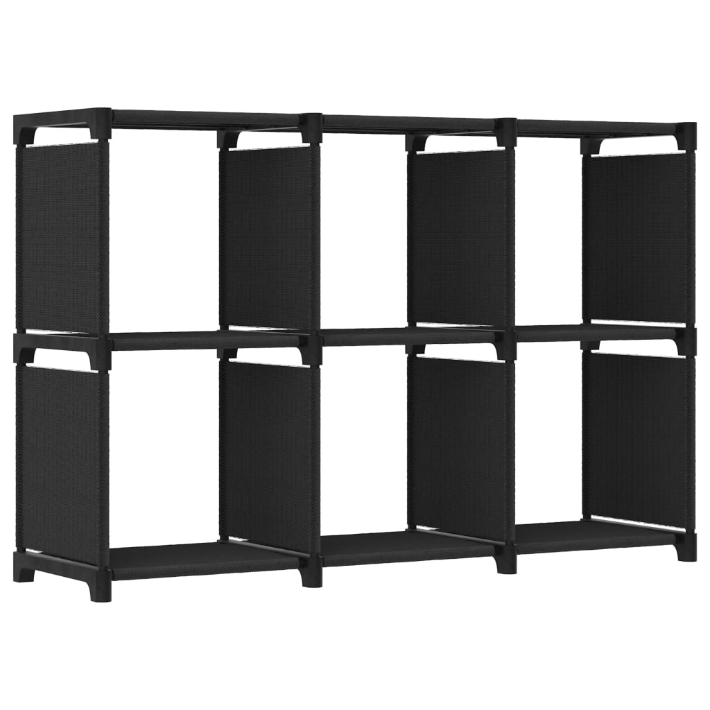 Shelf, black, 103x30x72.5cm, fabric, 6 compartments