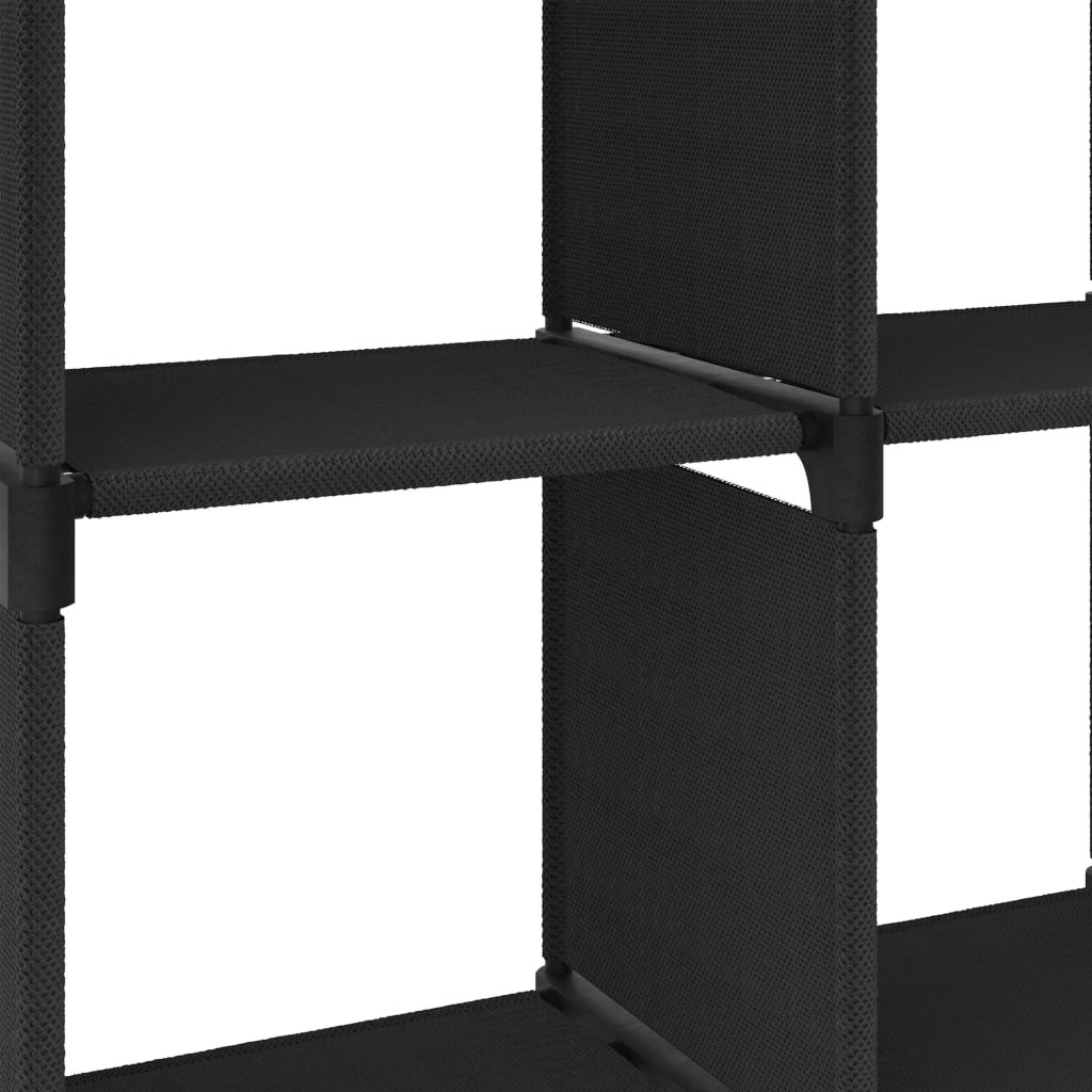 Shelf, black, 103x30x72.5cm, fabric, 6 compartments