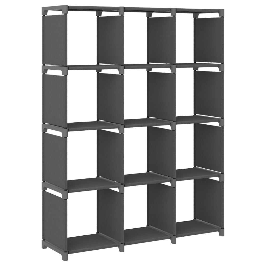 Shelf, grey, 103x30x141cm, fabric, 12 compartments