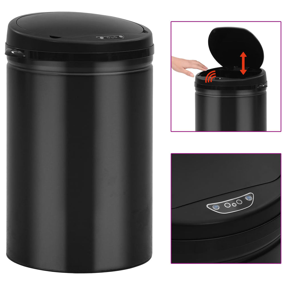 Automatic sensor bin, black, steel, 30l