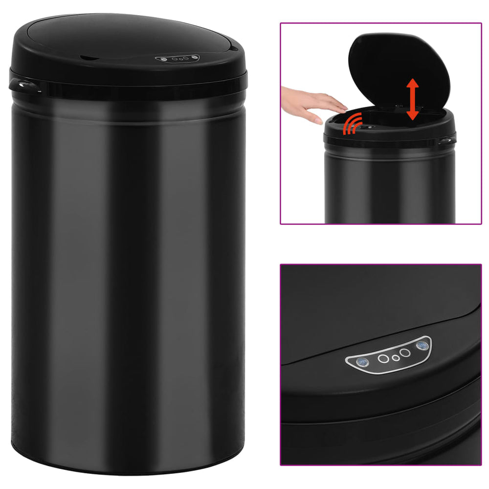 Automatic sensor bin, black, steel, 40l