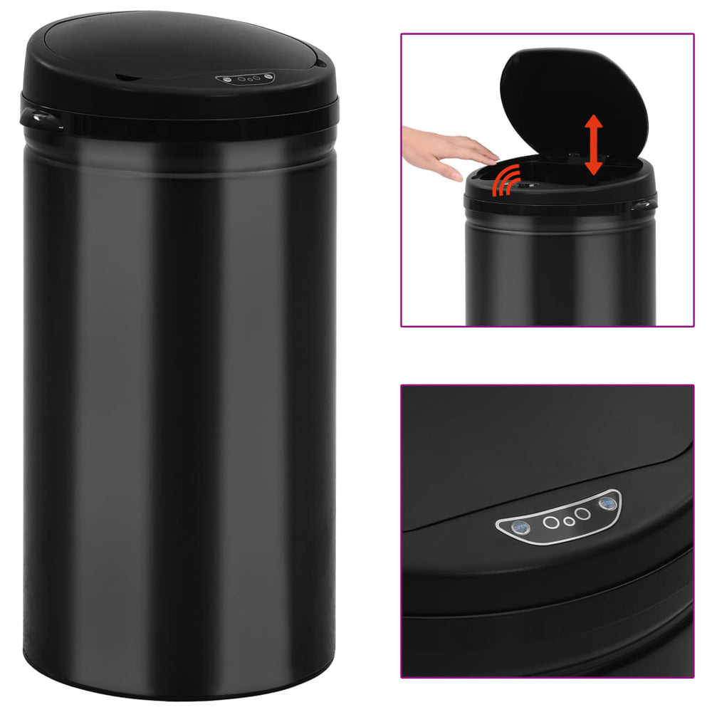 Automatic sensor bin, black, steel, 50l