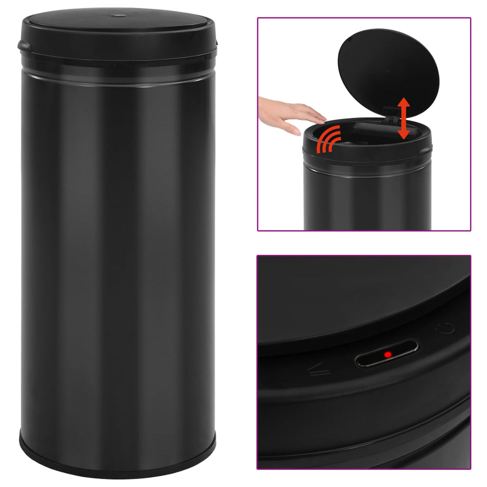 Automatic sensor bin, black, steel, 80l