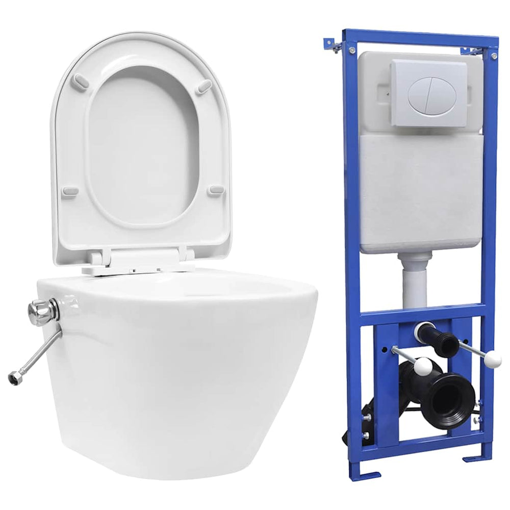 Rimless toilet with concealed cistern, white, ceramic
