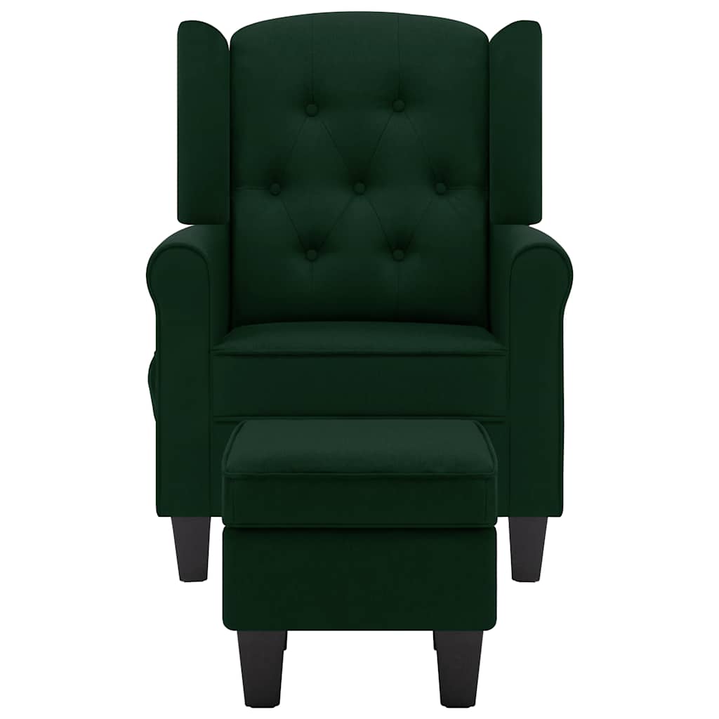 Massage armchair with footrest, dark green, fabric