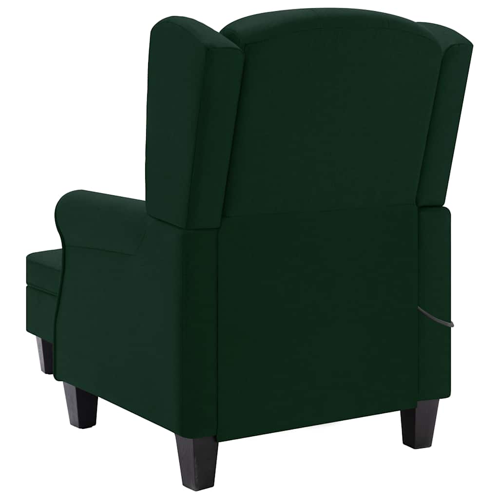 Massage armchair with footrest, dark green, fabric