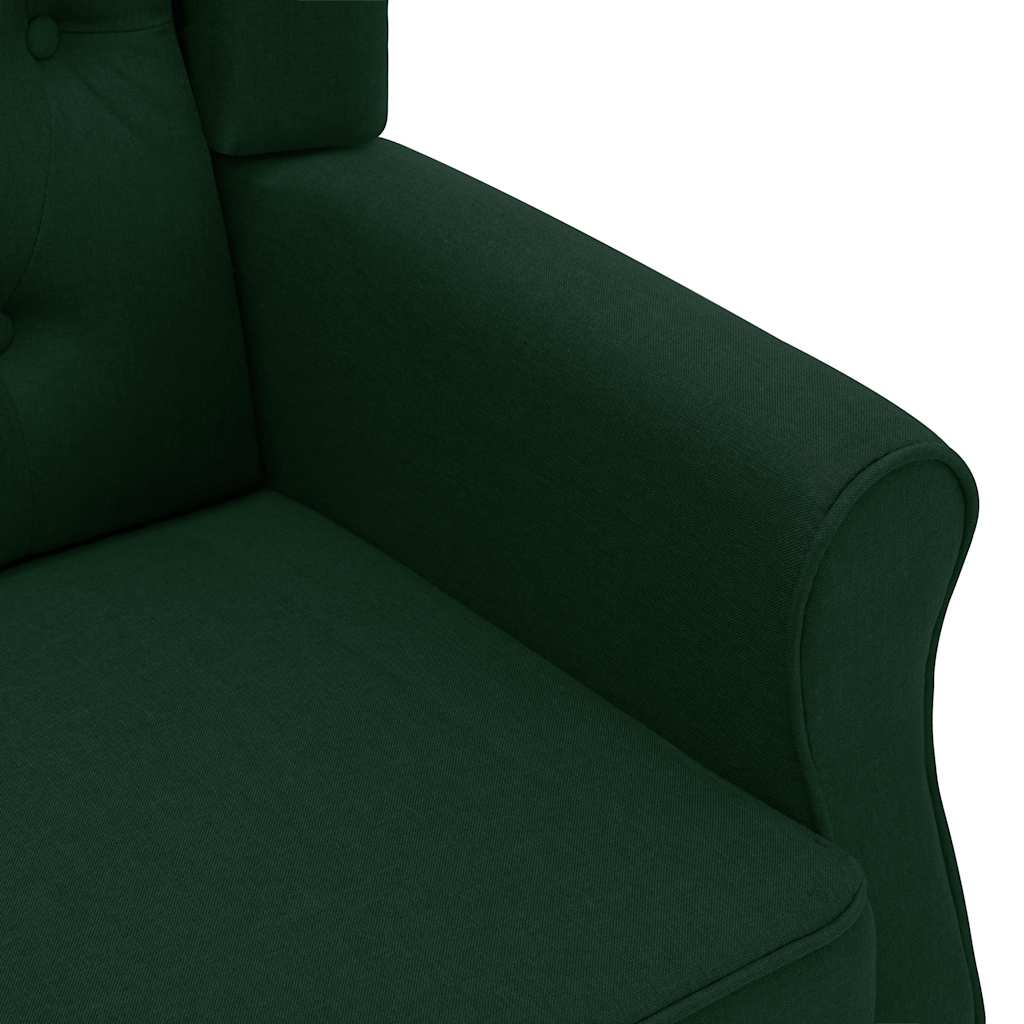 Massage armchair with footrest, dark green, fabric