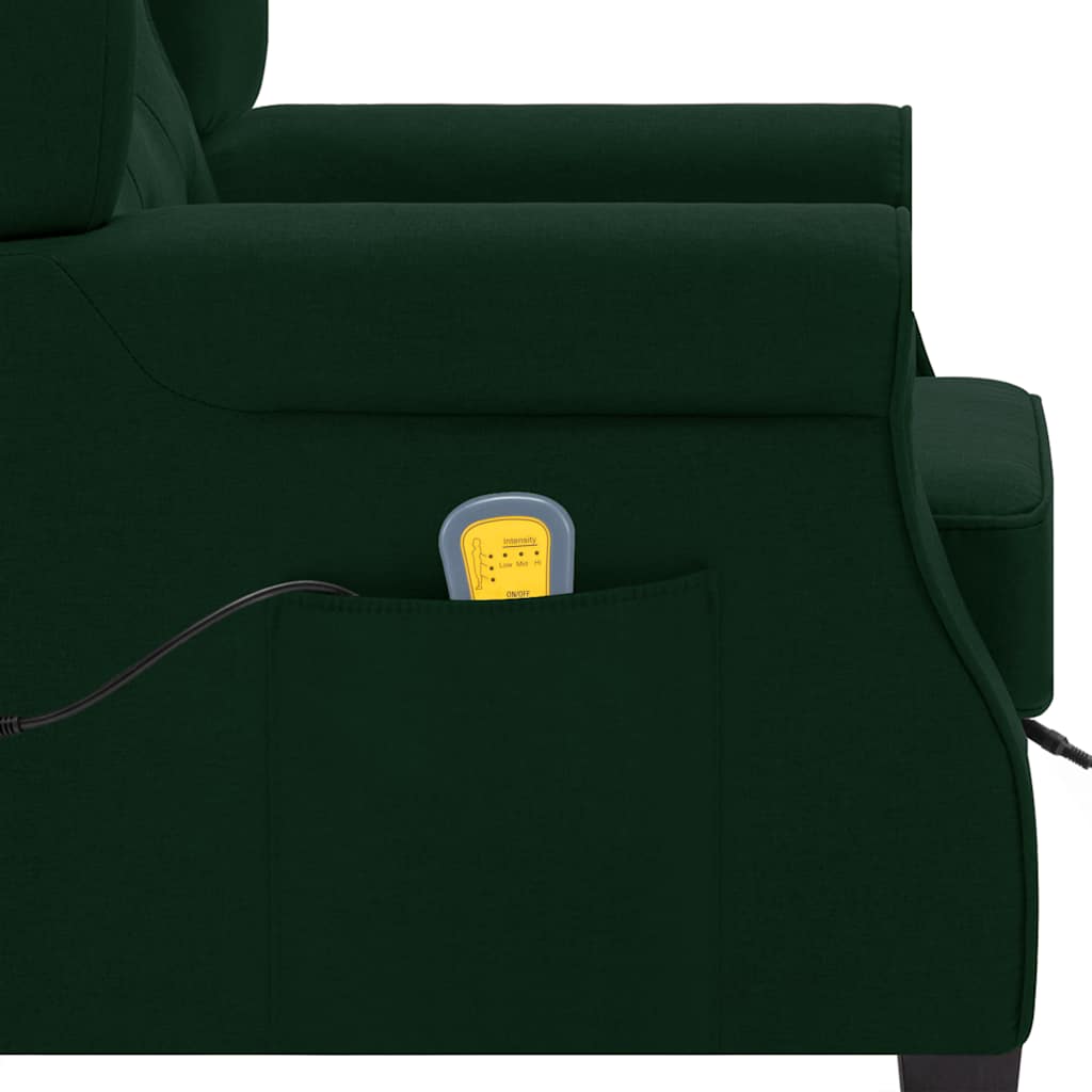 Massage armchair with footrest, dark green, fabric