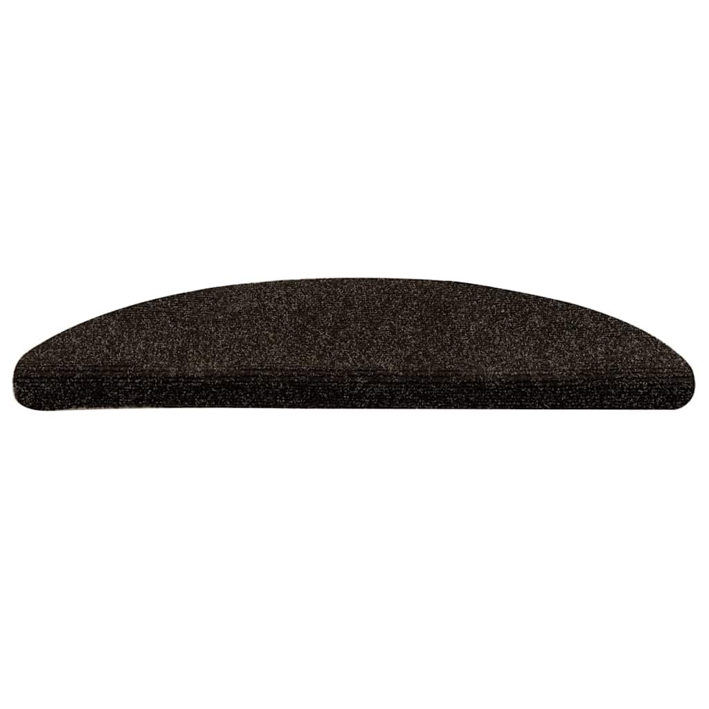 Stair mats, self-adhesive, 15 pcs, 56x17x3 cm, dark brown, semi-circular