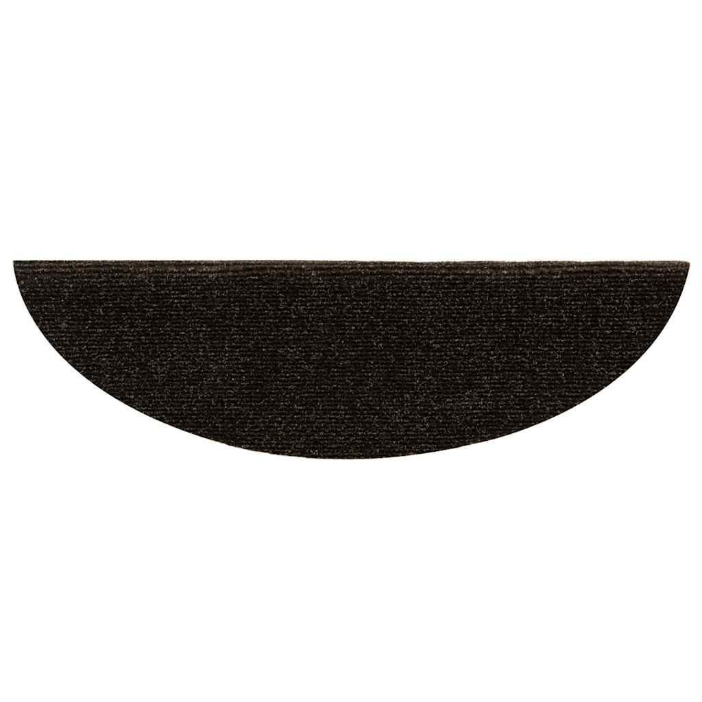 Stair mats, self-adhesive, 15 pcs, 56x17x3 cm, dark brown, semi-circular