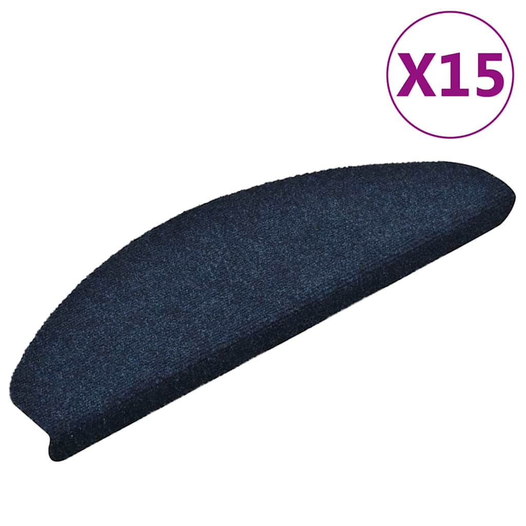 Stair mats, self-adhesive, 15 pcs, 65x21x4 cm, dark blue, semi-circular, large