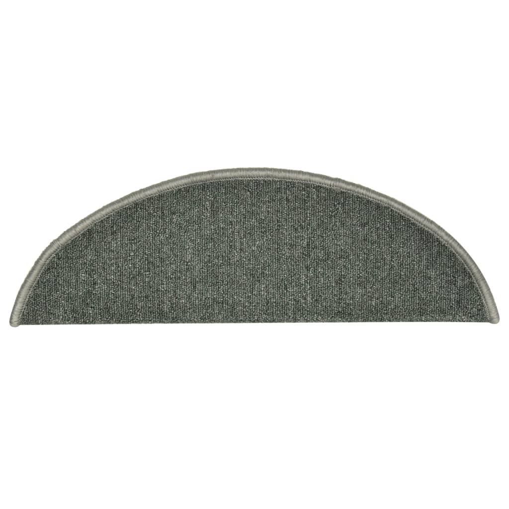 Laiptų kilimėliai, 15 vnt., 56x17x3 cm, tamsiai žali, pusapvaliai