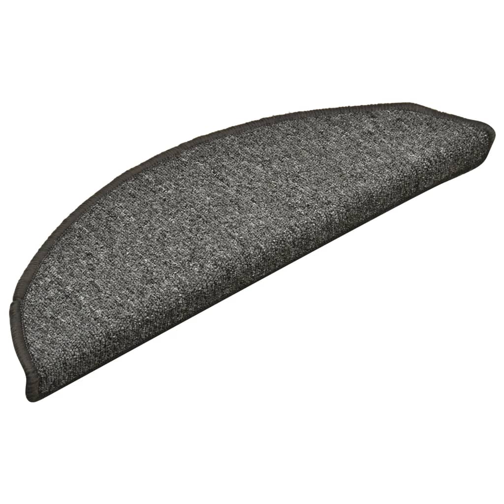 Laiptų kilimėliai, 15 vnt., 56x17x3 cm, tamsiai pilki, pusapvaliai