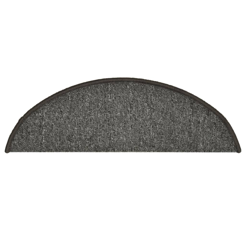 Laiptų kilimėliai, 15 vnt., 56x17x3 cm, tamsiai pilki, pusapvaliai