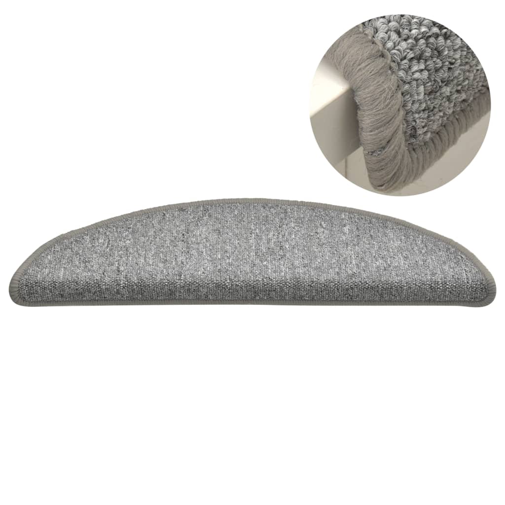 Laiptų kilimėliai, 15 vnt., 56x17x3 cm, šviesiai pilki, pusapvaliai