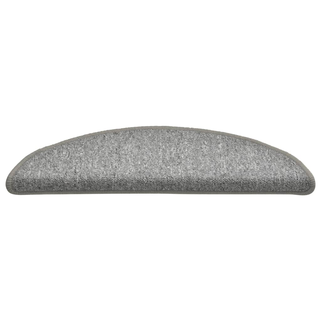 Laiptų kilimėliai, 15 vnt., 56x17x3 cm, šviesiai pilki, pusapvaliai