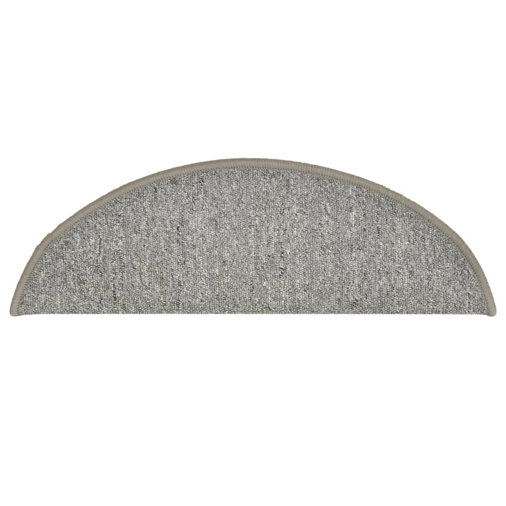 Laiptų kilimėliai, 15 vnt., 56x17x3 cm, šviesiai pilki, pusapvaliai