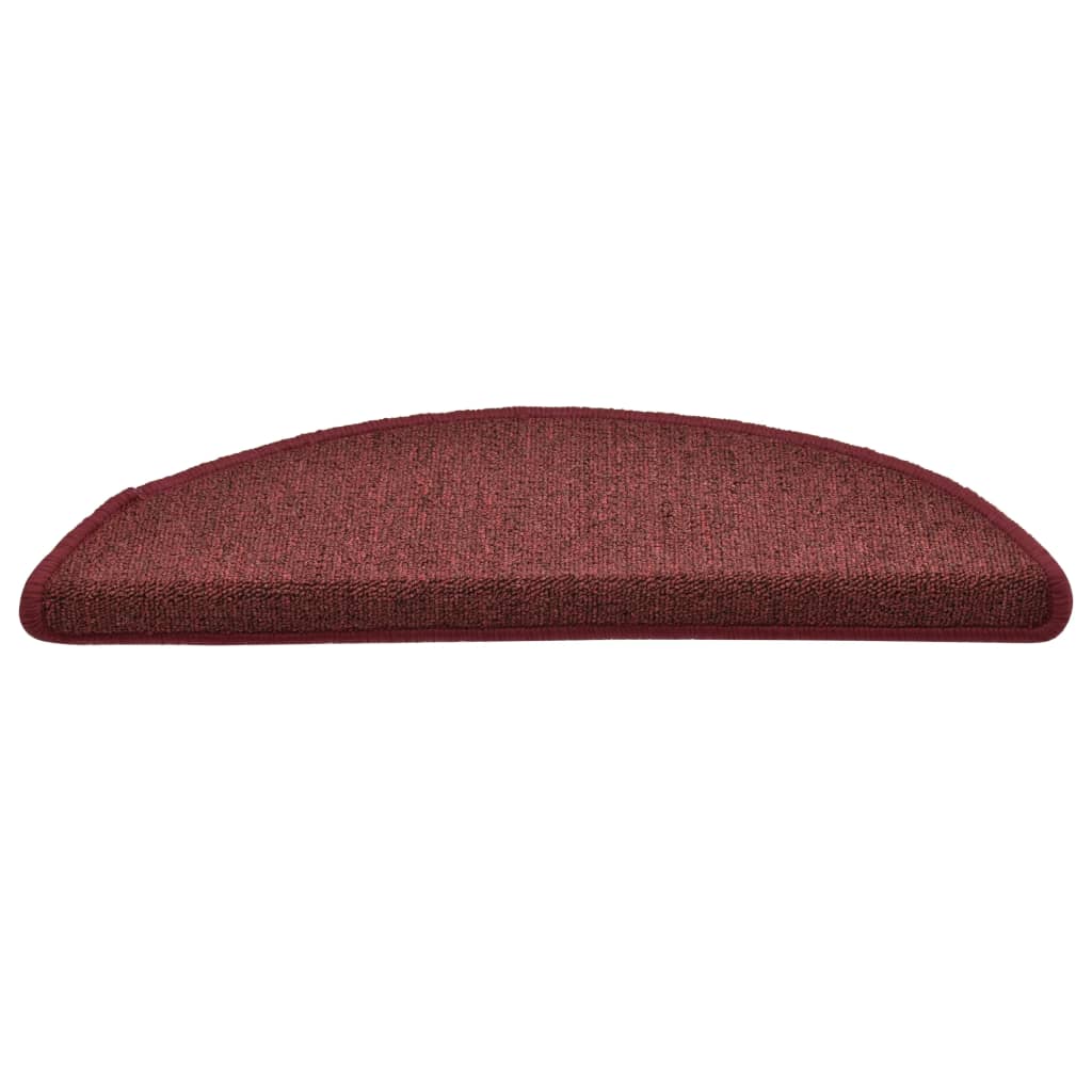 Laiptų kilimėliai, 15 vnt., 56x17x3 cm, bordo spalvos, pusapvaliai