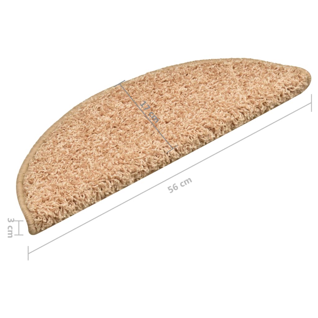 Laiptų kilimėliai, 15 vnt., 56x17x3 cm, aukso spalvos, pusapvaliai