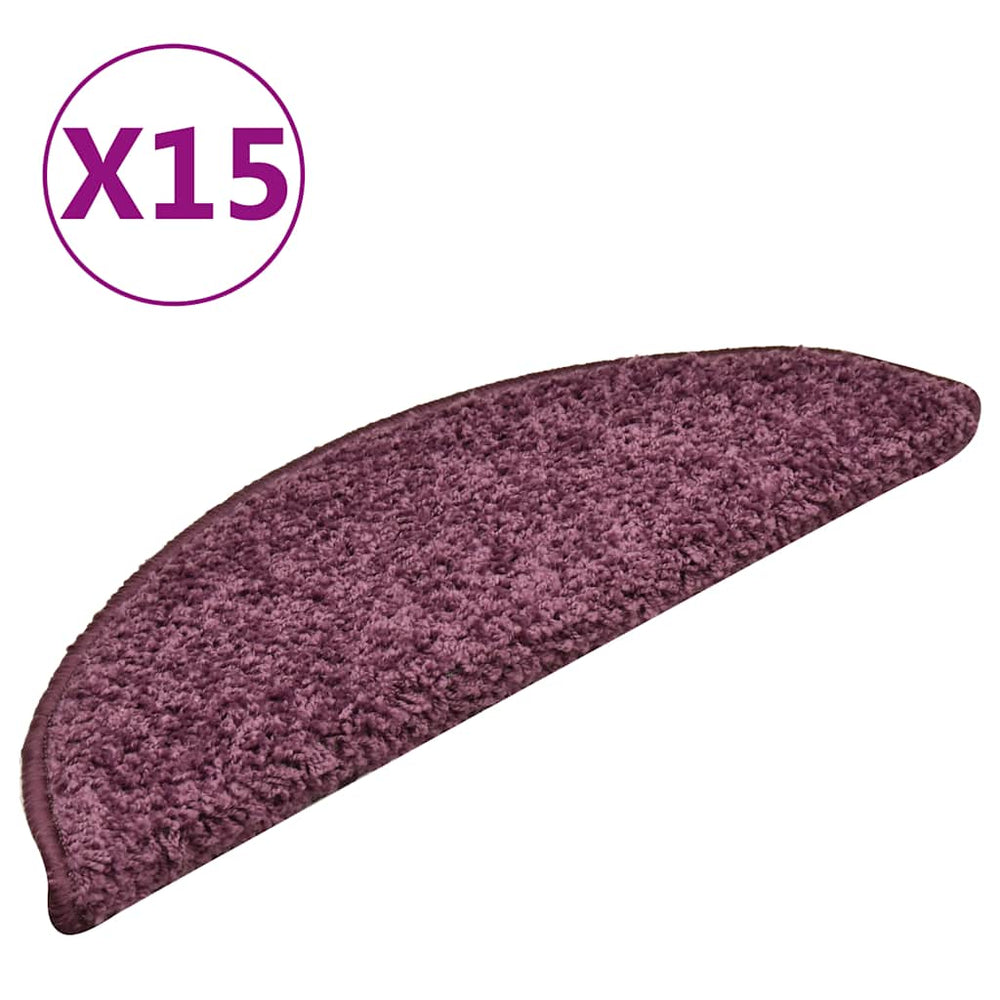 Laiptų kilimėliai, 15 vnt., 56x17x3 cm, tamsiai violetiniai, pusapvaliai