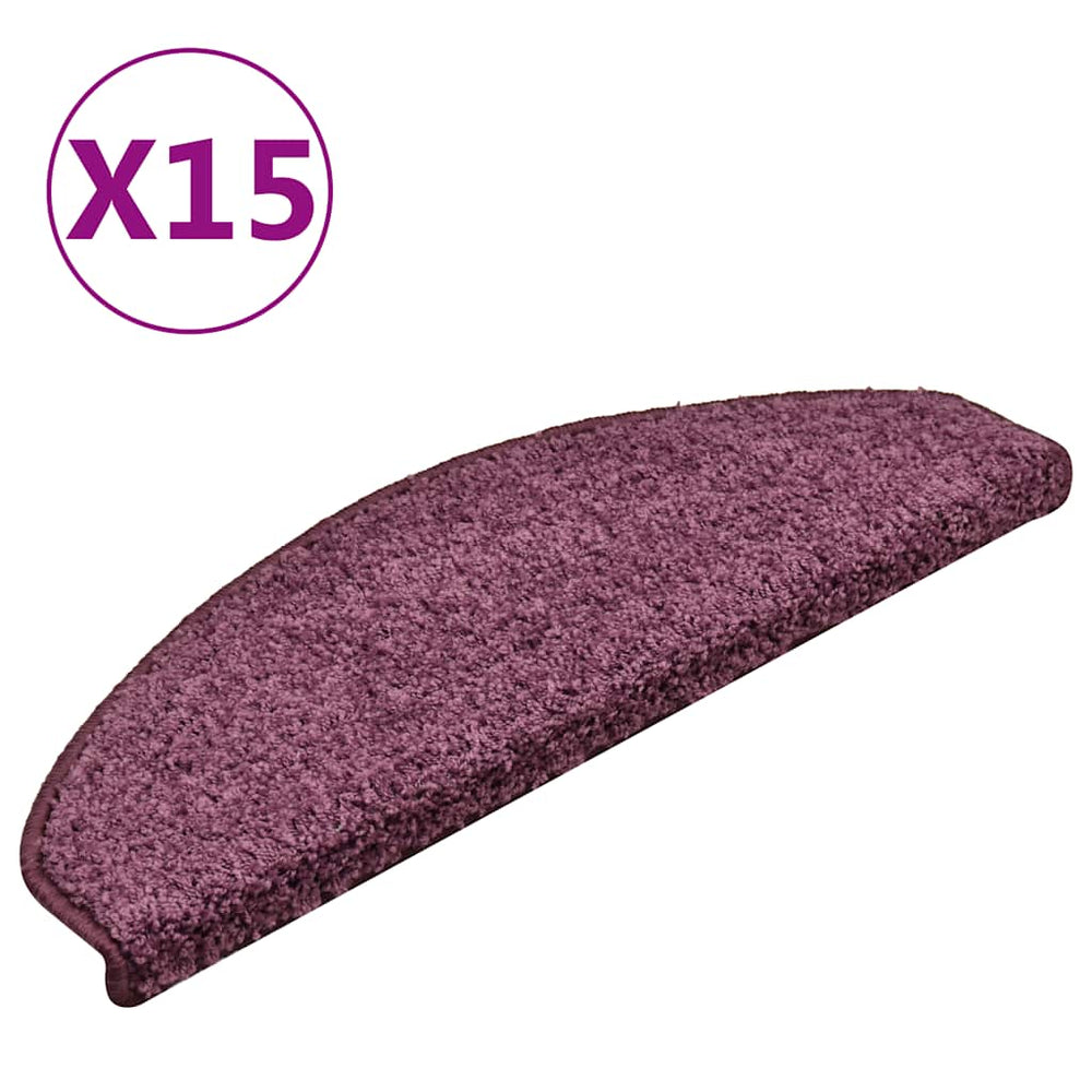 Laiptų kilimėliai, 15 vnt., 65x21x4 cm, tamsiai violetiniai, pusapvaliai, dideli