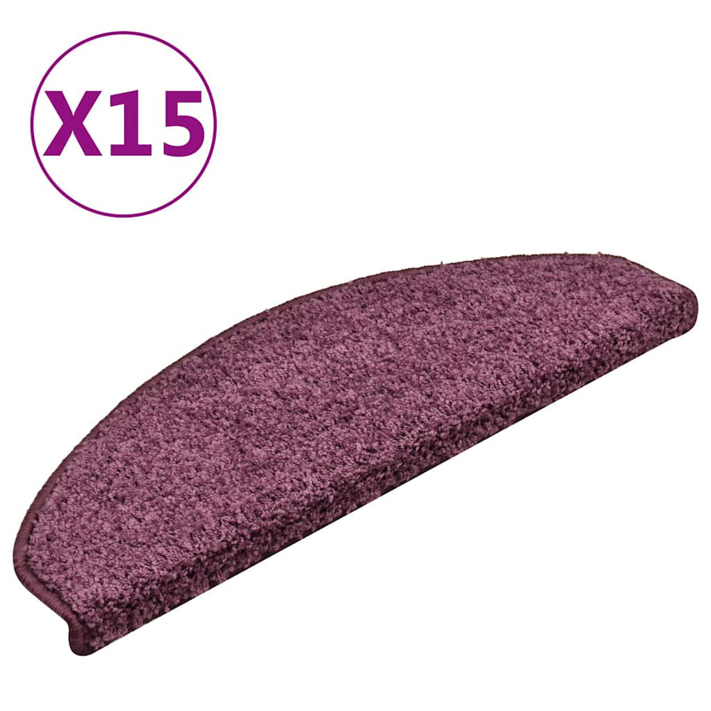 Laiptų kilimėliai, 15 vnt., 65x21x4 cm, tamsiai violetiniai, pusapvaliai, dideli