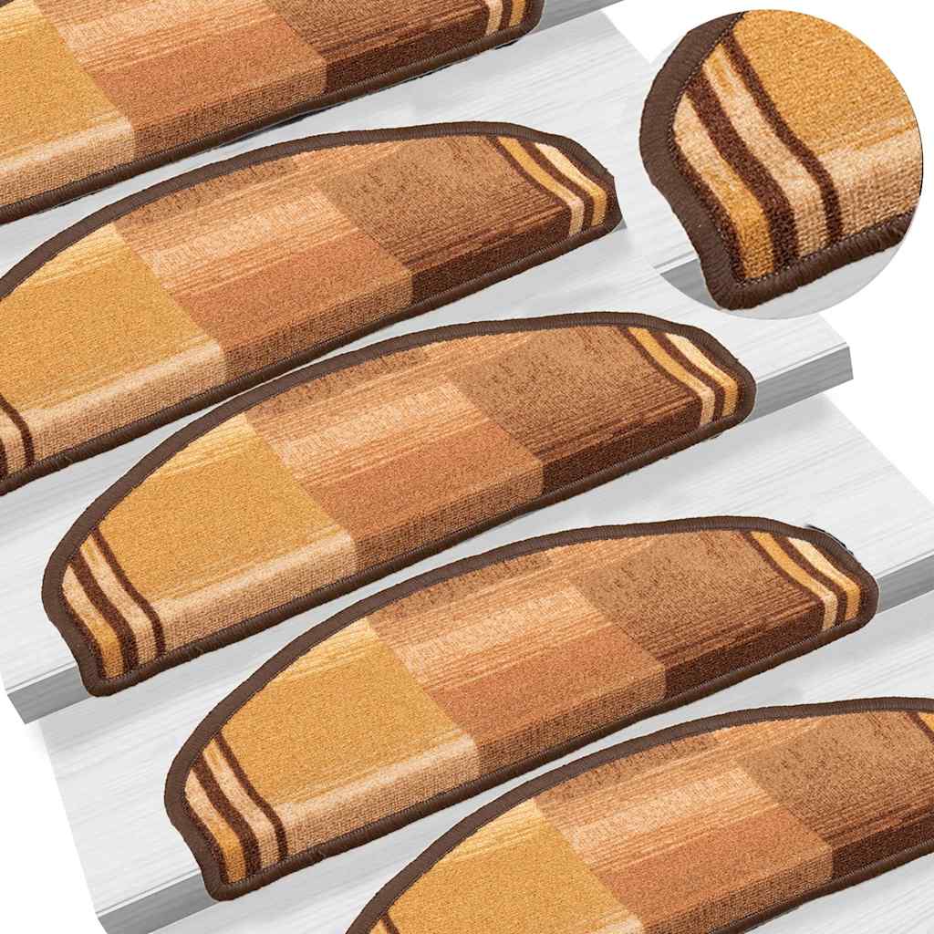 Self-adhesive stair mats, 15 pcs., brown, 65x21x4cm
