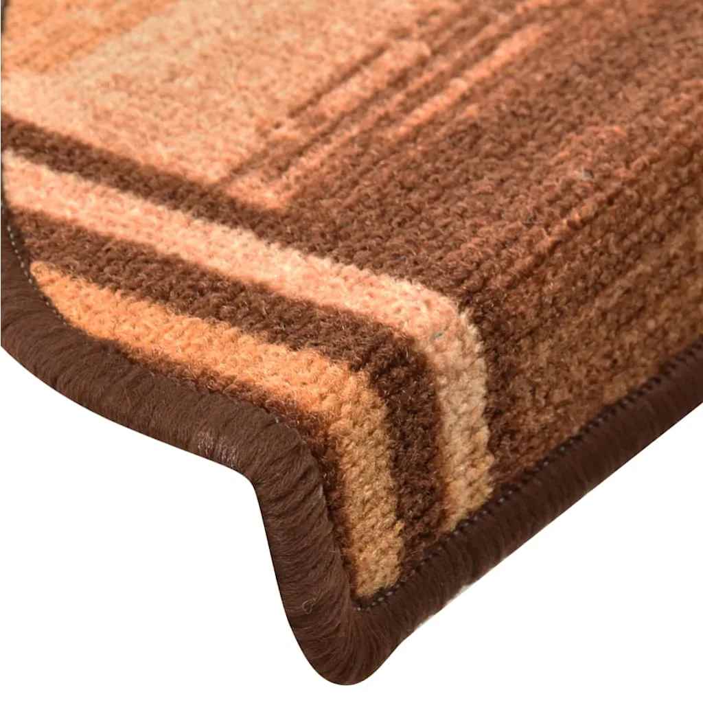 Self-adhesive stair mats, 15 pcs., brown, 65x21x4cm