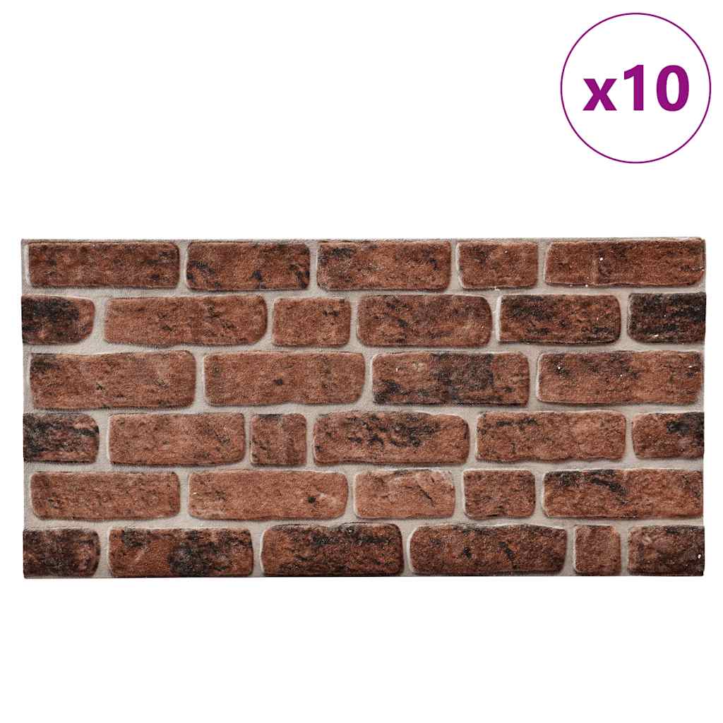 3D Sienos plokštės, 10vnt., tamsiai rudos, EPS, plytų dizaino