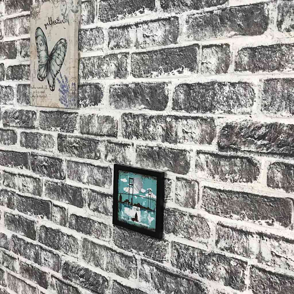 Sienos plokštės, 10vnt., tamsiai pilkos, EPS, plytų dizaino, 3D