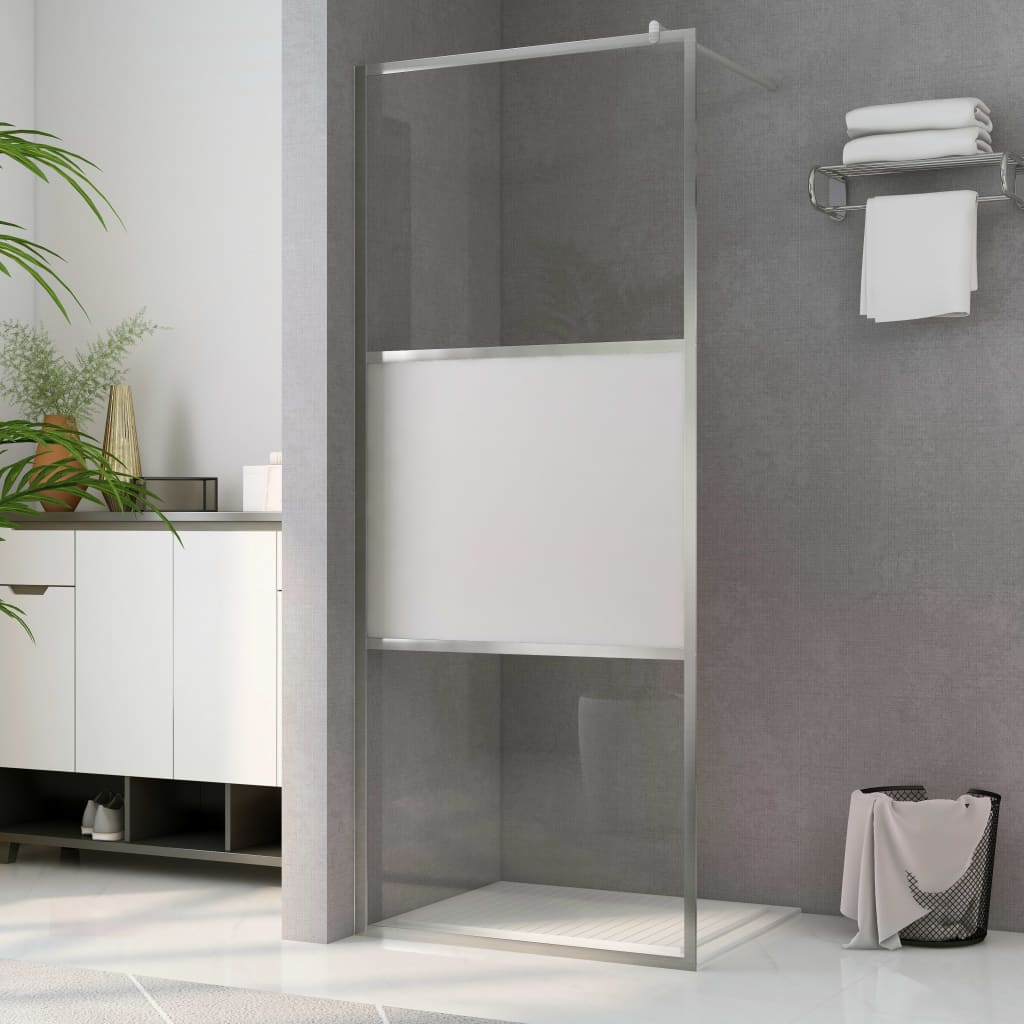 Shower screen with semi-frosted ESG glass, 90x195cm
