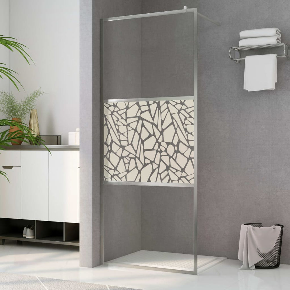 Shower screen, 100x195cm, ESG glass, with pebbles